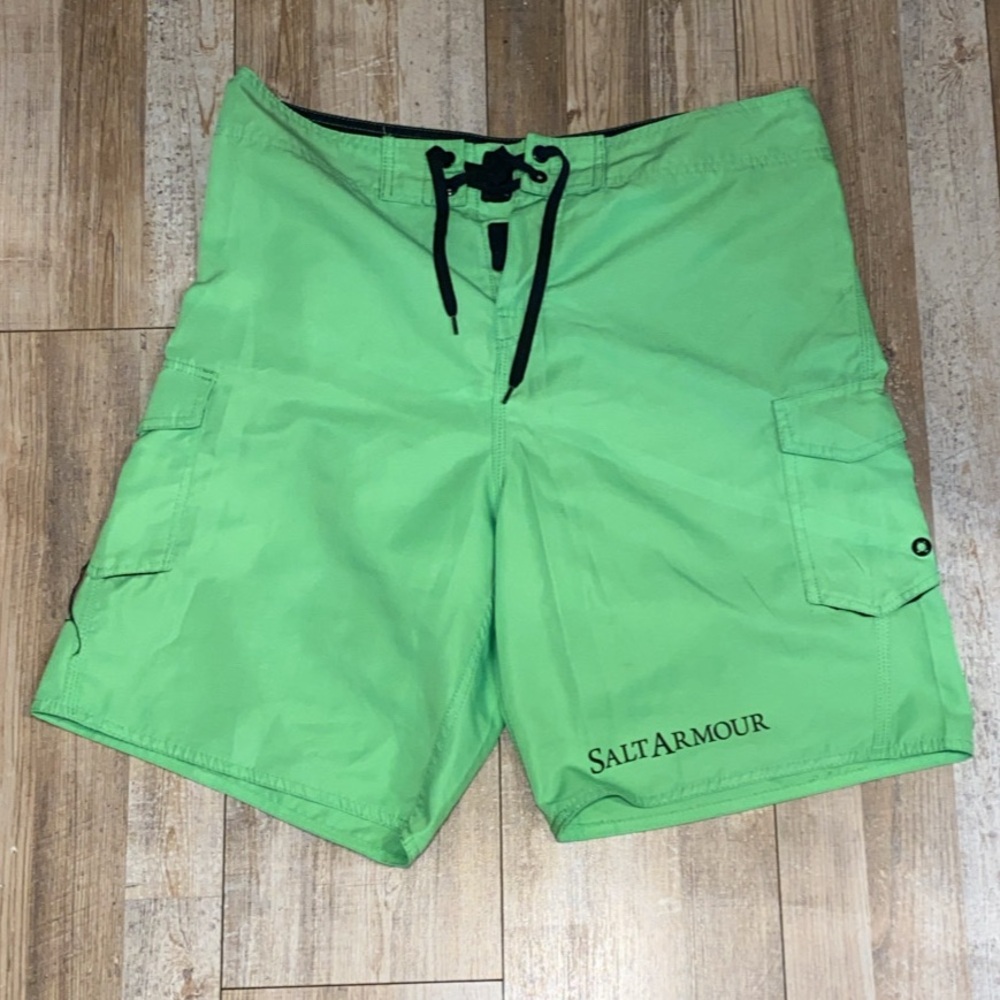 Neon green swim trunks